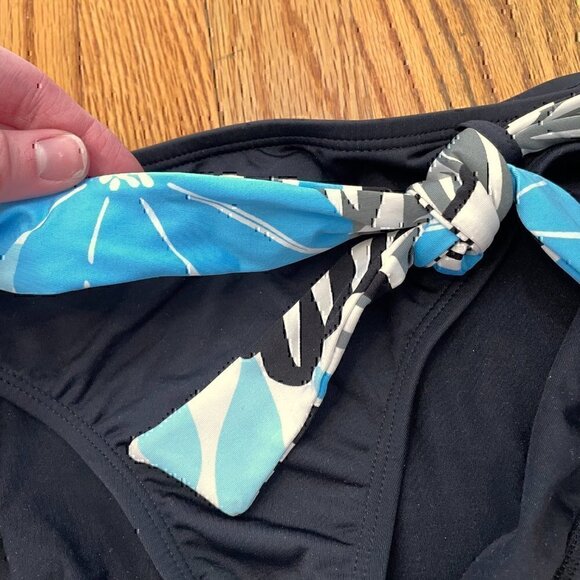 NEW NWT JAG JEANS Solid Black Blue White Belted Stripe Y2K Bikini BOTTOM Medium - Picture 4 of 11